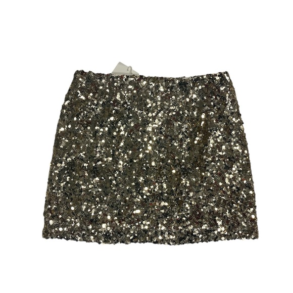 Sezane Malia Mini Gold Sequin Skirt Size 6 - Picture 4 of 5